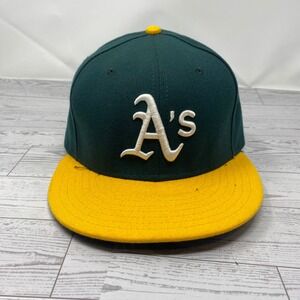 New Era Oakland Athletics‎ MLB Baseball Cap Yellow 59FIFTY Fitted Size 7 3/8